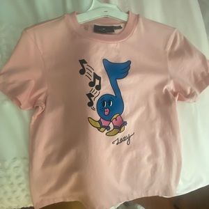 Lazy Oaf pink music note tee-shirt